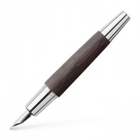 E-Motion Wood Fountain Pen with Chrome Metal Grip, Broad, Black